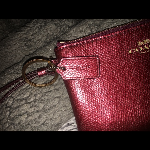 Pink/Red Leather COACH Wristlet - Picture 2 of 3